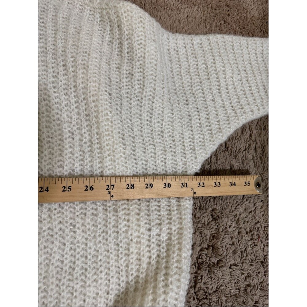 Free People Moonbeam V-Neck Alpaca Blend Sweater Cream Loose Knit size L Cozy - Picture 7 of 7